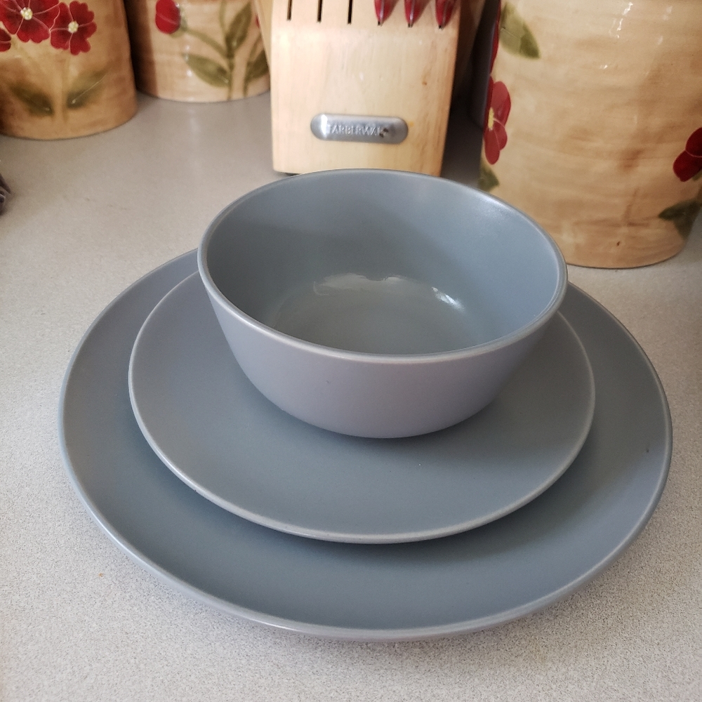 New IKEA Matte Gray Blue Stoneware